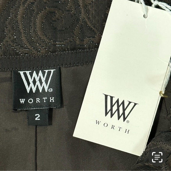 W WORTH Skirt Brown Mink Metalic Shimmer Pencil USA Skirt Size 2 wedding… - Picture 5 of 11